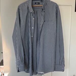Izod Black and White Checkered Casual Button Down Shirt
